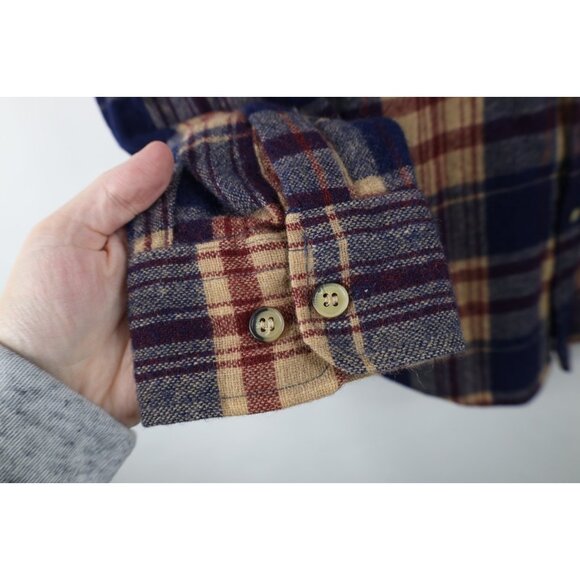 Vtg 70s 80s Streetwear Mens Medium Wool Blend Knit Collared Button Shirt Plaid - Picture 5 of 11